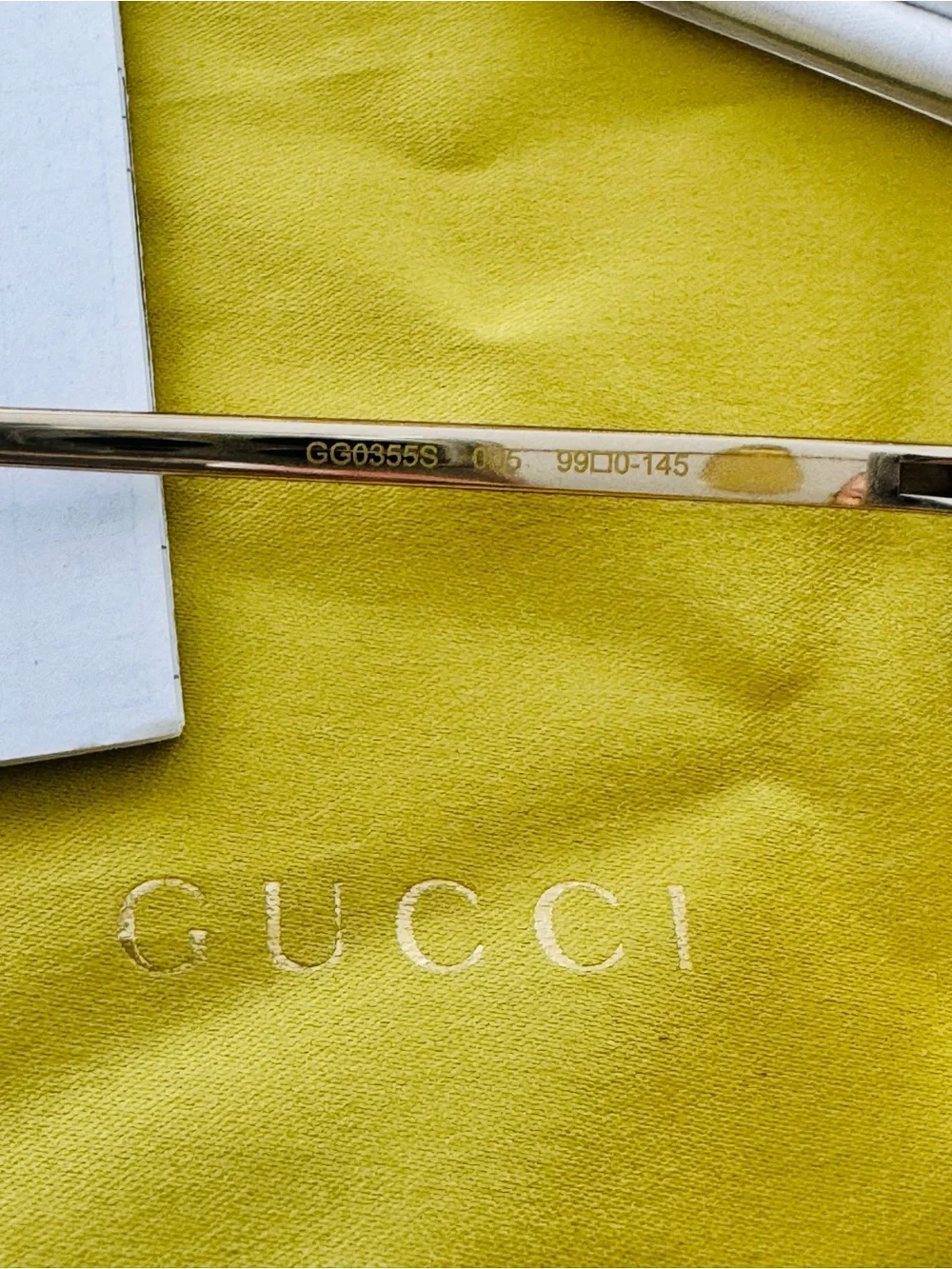 Authentic Gucci GG0355S 005 Gold Rimless Yellow Lens Sunglasses Complete Set Jap